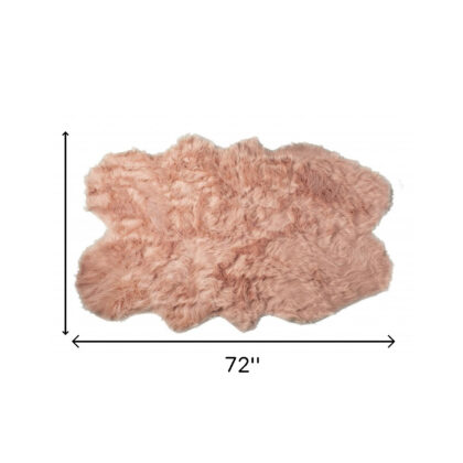 4' X 6' Dusty Rose Faux Fur Washable Non Skid Area Rug