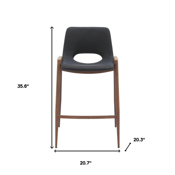 Set of Two 26" Black And Brown Steel Low Back Counter Height Bar Chairs