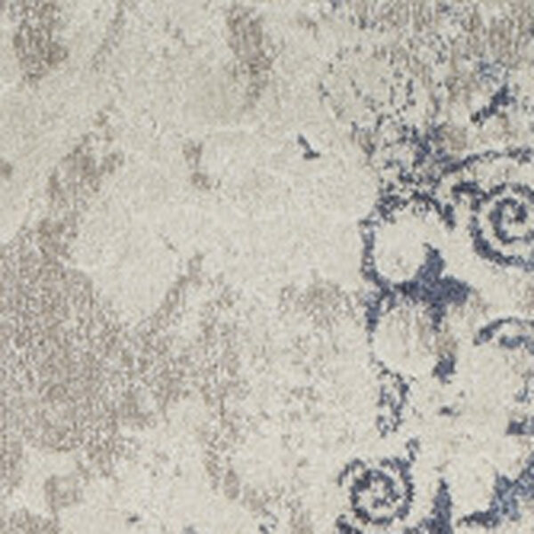 10' x 13' Blue and Ivory Oriental Distressed Area Rug