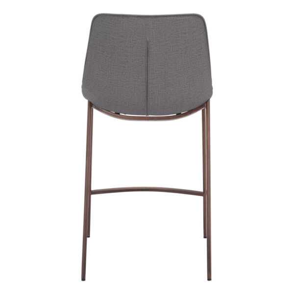 Set of Two 26" Slate Gray and Brown Faux Leather and Steel Counter Height Bar Chairs