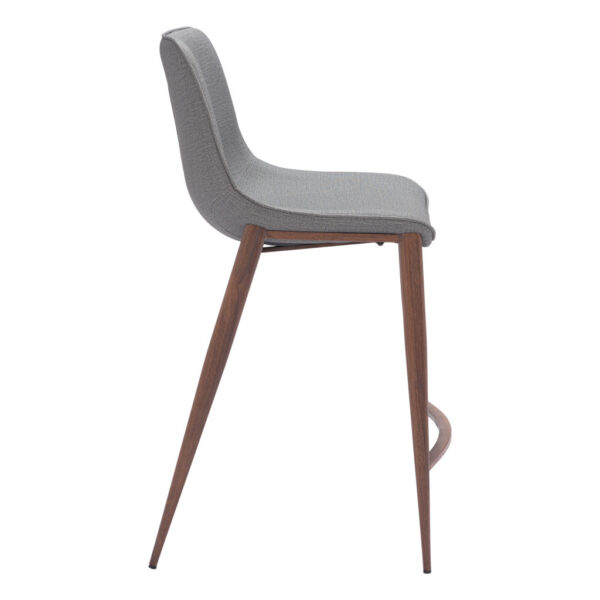 Set of Two 26" Slate Gray and Brown Faux Leather and Steel Counter Height Bar Chairs