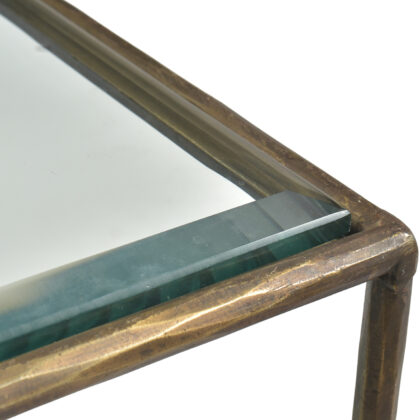 60" Clear and Gold Glass Floor Shelf Console Table With Storage