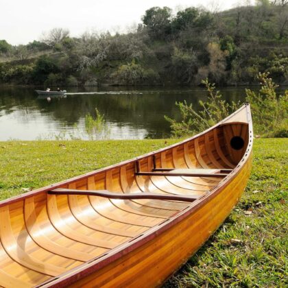 31.5" X 187.5" X 24" Wooden Canoe With Ribs