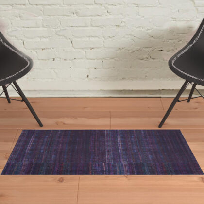 2' X 3' Blue And Purple Striped Power Loom Area Rug