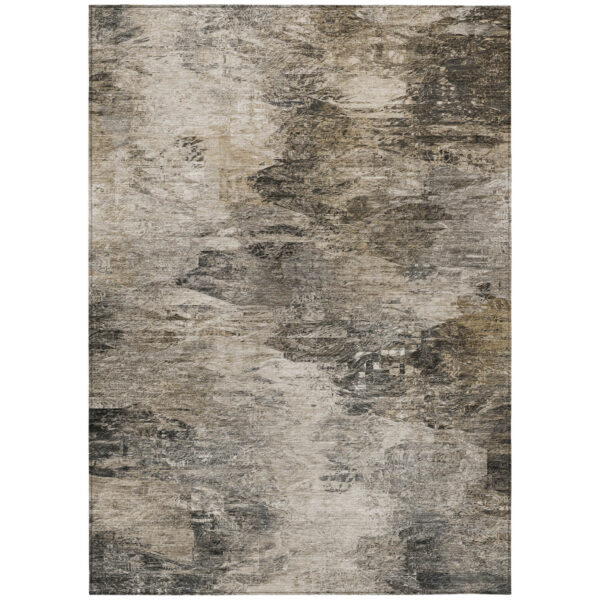 8' X 10' Taupe Beige And Brown Abstract Washable Indoor Outdoor Area Rug