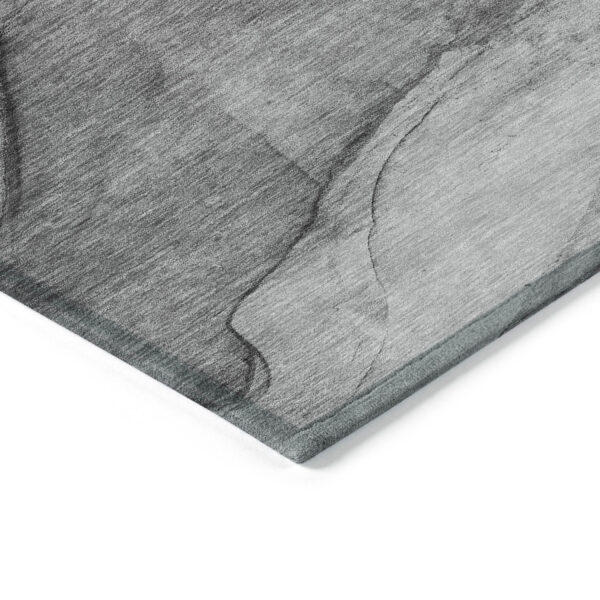 10' X 14' Gray Silver And Charcoal Abstract Washable Indoor Outdoor Area Rug