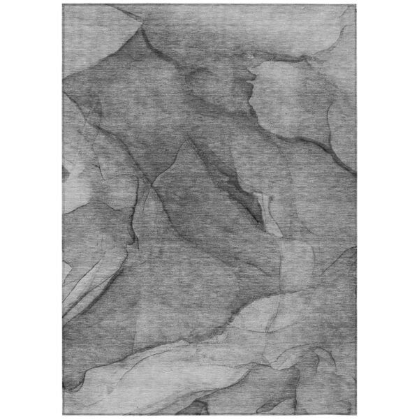 10' X 14' Gray Silver And Charcoal Abstract Washable Indoor Outdoor Area Rug