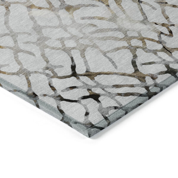 9' X 12' Silver Gray And Charcoal Abstract Washable Indoor Outdoor Area Rug