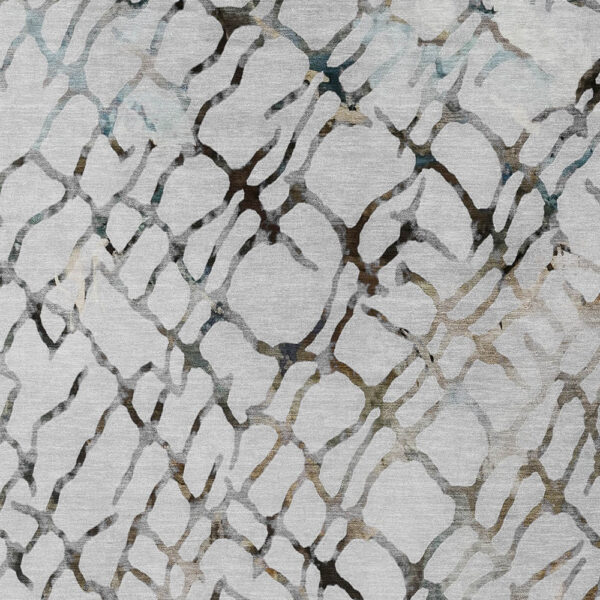 9' X 12' Silver Gray And Charcoal Abstract Washable Indoor Outdoor Area Rug