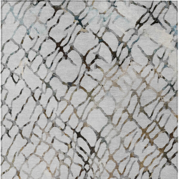 9' X 12' Silver Gray And Charcoal Abstract Washable Indoor Outdoor Area Rug