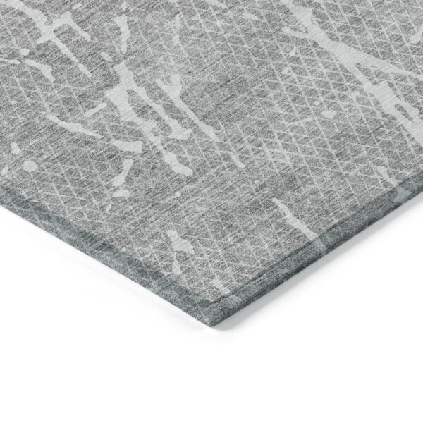 3' X 5' Gray Ivory And Silver Abstract Washable Indoor Outdoor Area Rug