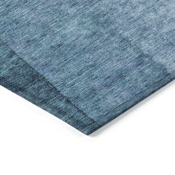 3' X 5' Denim Blue And Navy Blue Ombre Washable Indoor Outdoor Area Rug