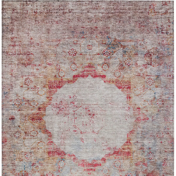 10' X 14' Red Gray And Blue Oriental Washable Indoor Outdoor Area Rug