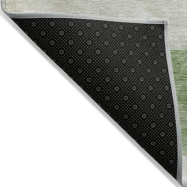 5' X 8' Olive Green And Artichoke Green Geometric Washable Indoor Outdoor Area Rug