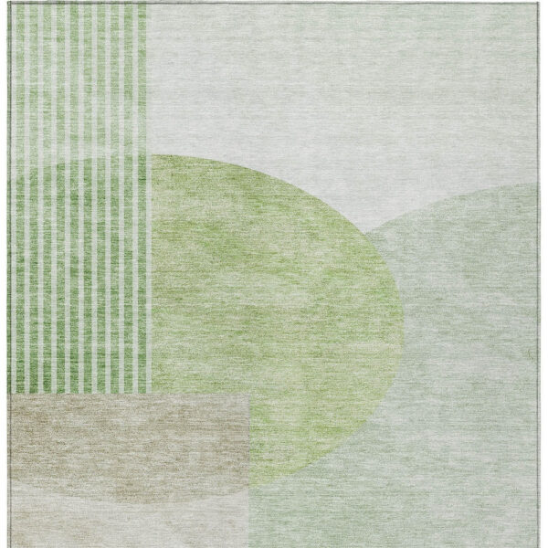 5' X 8' Olive Green And Artichoke Green Geometric Washable Indoor Outdoor Area Rug