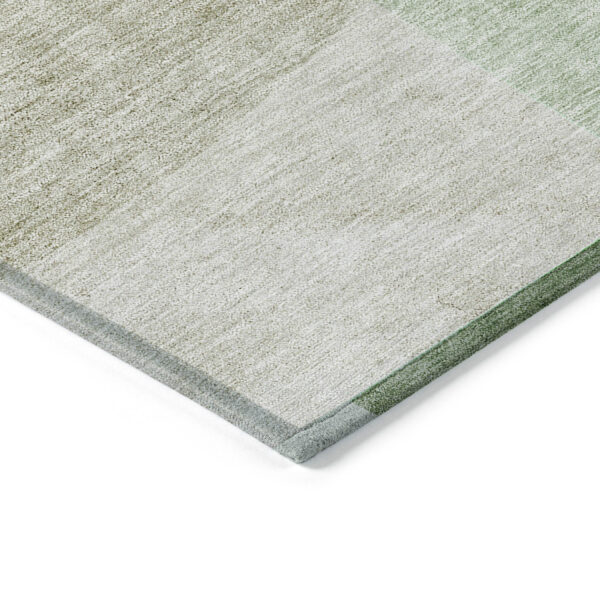 5' X 8' Olive Green And Artichoke Green Geometric Washable Indoor Outdoor Area Rug