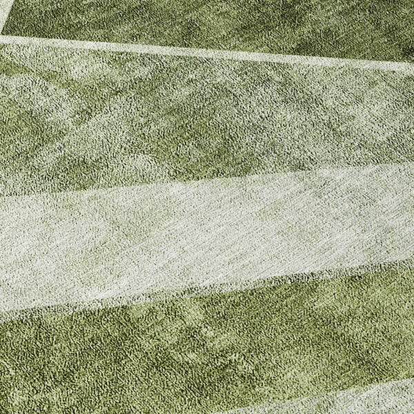 9' X 12' Olive Green And Artichoke Green Geometric Washable Indoor Outdoor Area Rug
