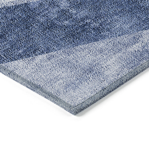 3' X 5' Navy Blue And Denim Blue Geometric Washable Indoor Outdoor Area Rug