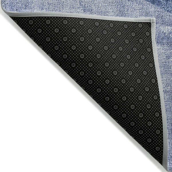 3' X 5' Navy Blue And Denim Blue Geometric Washable Indoor Outdoor Area Rug