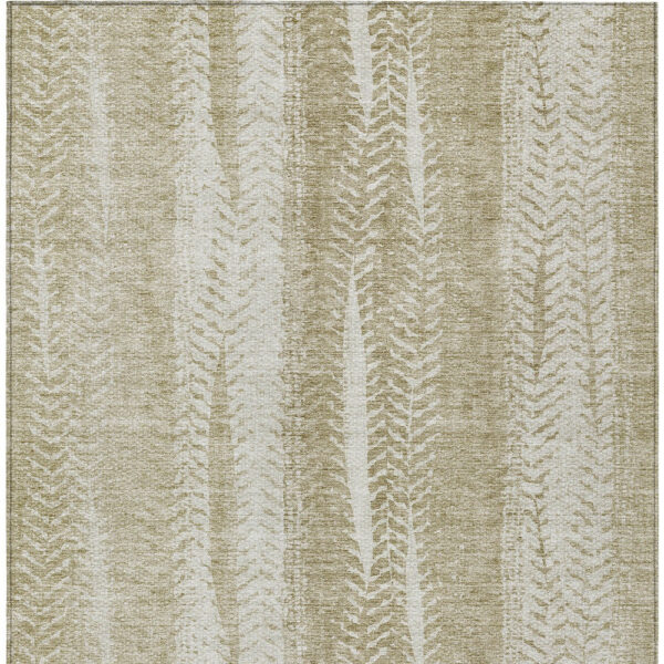 5' X 8' Beige Tan And Taupe Botanical Leaves Washable Indoor Outdoor Area Rug