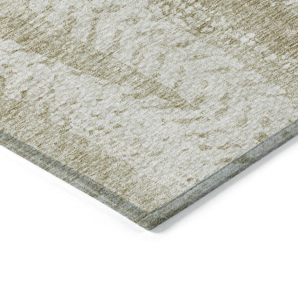 5' X 8' Beige Tan And Taupe Botanical Leaves Washable Indoor Outdoor Area Rug