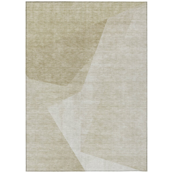 10' X 14' Beige Khaki And Taupe Abstract Washable Indoor Outdoor Area Rug