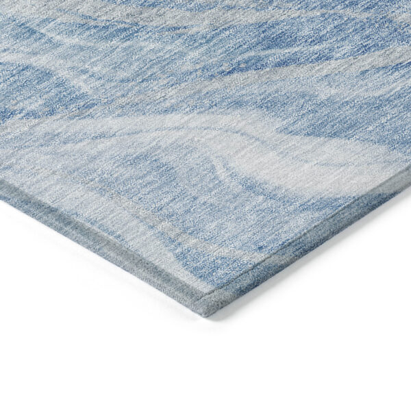 9' X 12' Denim Blue And Sky Blue Abstract Washable Indoor Outdoor Area Rug