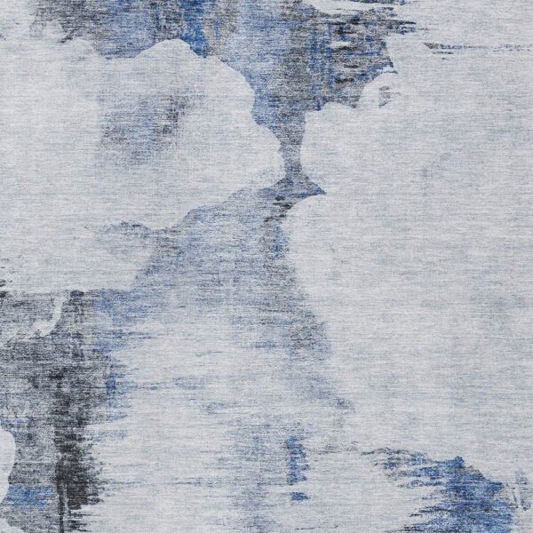 8' X 10' Navy Blue And Ivory Abstract Washable Indoor Outdoor Area Rug