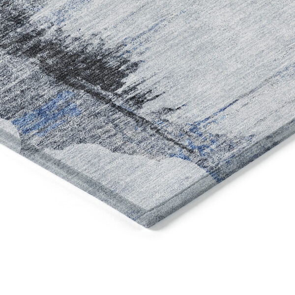 8' X 10' Navy Blue And Ivory Abstract Washable Indoor Outdoor Area Rug