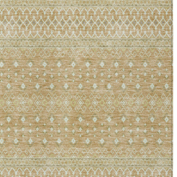 8' X 10' Copper Ivory And Olive Green Tribal Washable Indoor Outdoor Area Rug