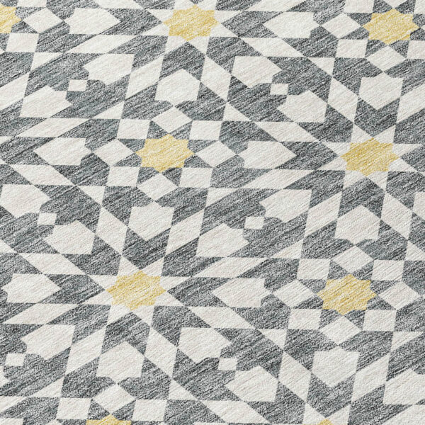 10' X 14' Gray Ivory And Gold Floral Medallion Washable Indoor Outdoor Area Rug