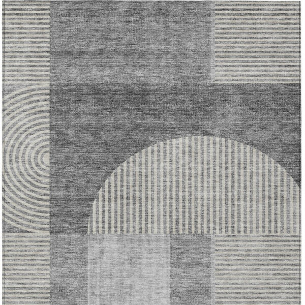 3' X 5' Gray Silver And Charcoal Geometric Washable Indoor Outdoor Area Rug