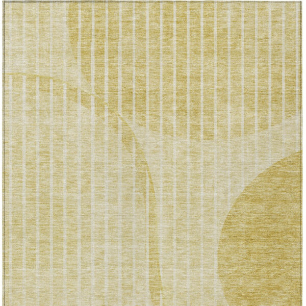 10' X 14' Gold Wheat And Ivory Striped Washable Indoor Outdoor Area Rug
