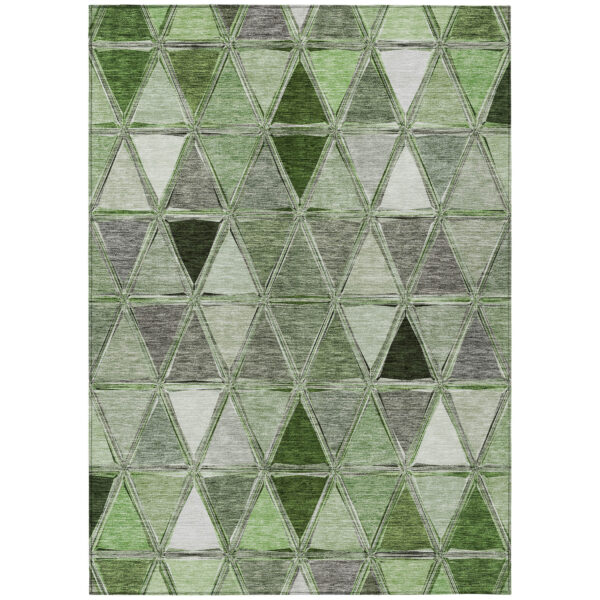 3' X 5' Green And Fern Green Geometric Washable Indoor Outdoor Area Rug