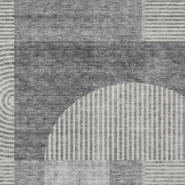 3' X 5' Gray Silver And Charcoal Geometric Washable Indoor Outdoor Area Rug