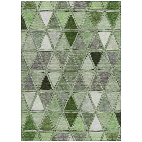 3' X 5' Green And Fern Green Geometric Washable Indoor Outdoor Area Rug