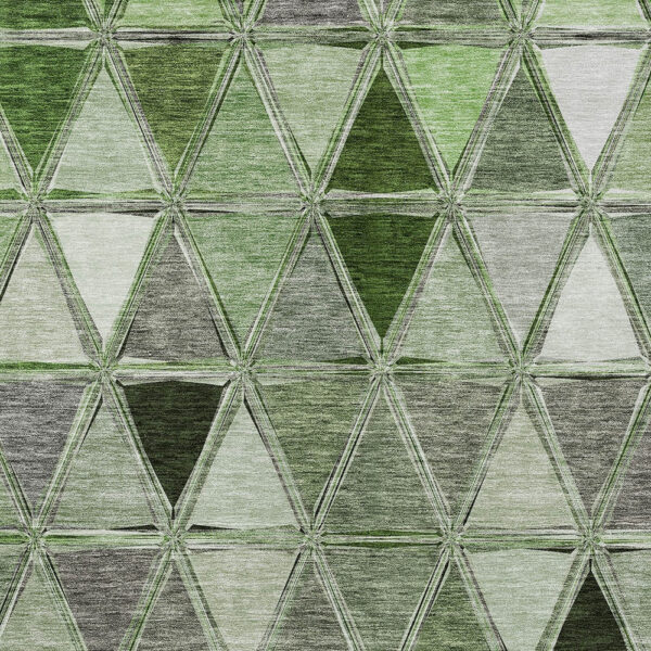 3' X 5' Green And Fern Green Geometric Washable Indoor Outdoor Area Rug