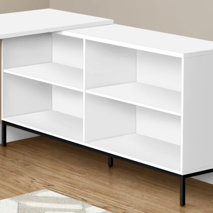 60" White and Black L Shape Computer Desk With Three Drawers