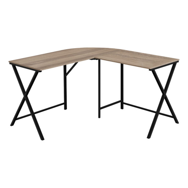 55" Taupe and Black L Shape Computer Desk