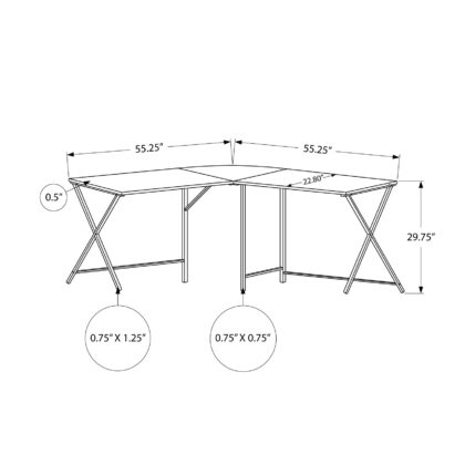 55" Taupe and Black L Shape Computer Desk