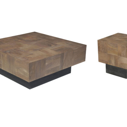 40" Dark Brown And Black Solid Wood Square Coffee Table