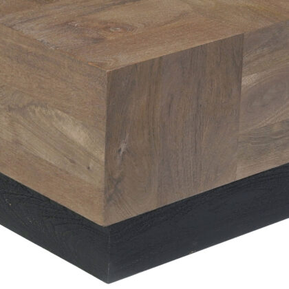 40" Dark Brown And Black Solid Wood Square Coffee Table