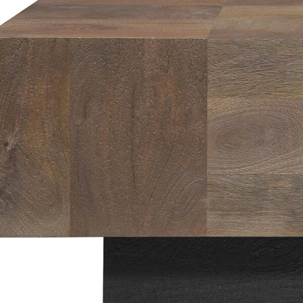 40" Dark Brown And Black Solid Wood Square Coffee Table