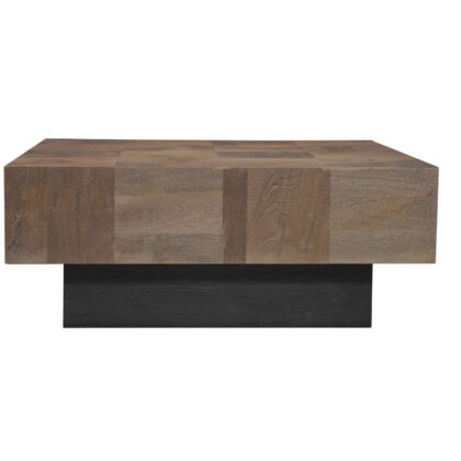 40" Dark Brown And Black Solid Wood Square Coffee Table