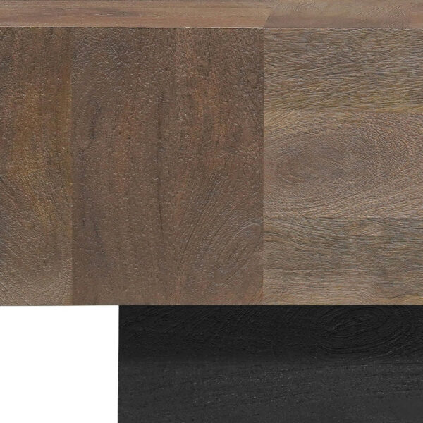 40" Dark Brown And Black Solid Wood Square Coffee Table