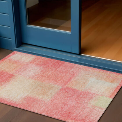 3' X 5' Blush Pink And Ivory Abstract Washable Indoor Outdoor Area Rug