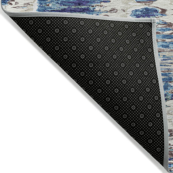 8' X 10' Denim Blue And Sky Blue Abstract Washable Indoor Outdoor Area Rug