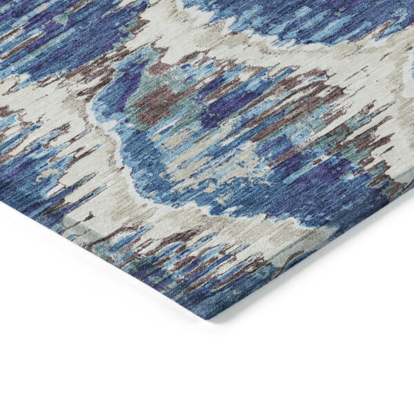 8' X 10' Denim Blue And Sky Blue Abstract Washable Indoor Outdoor Area Rug
