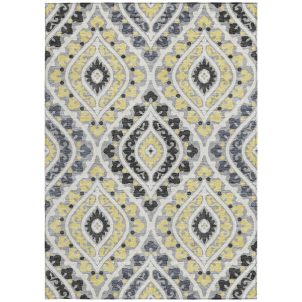 10' X 14' Gray Silver And Charcoal Floral Washable Indoor Outdoor Area Rug