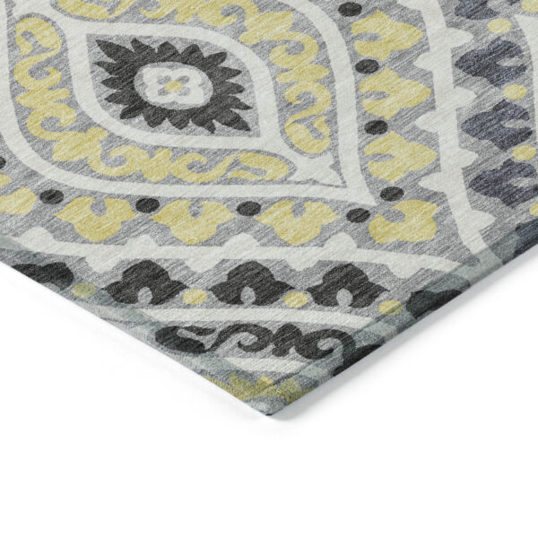 10' X 14' Gray Silver And Charcoal Floral Washable Indoor Outdoor Area Rug